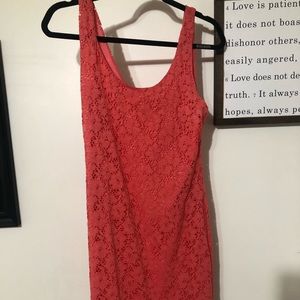 Pink lace mini dress